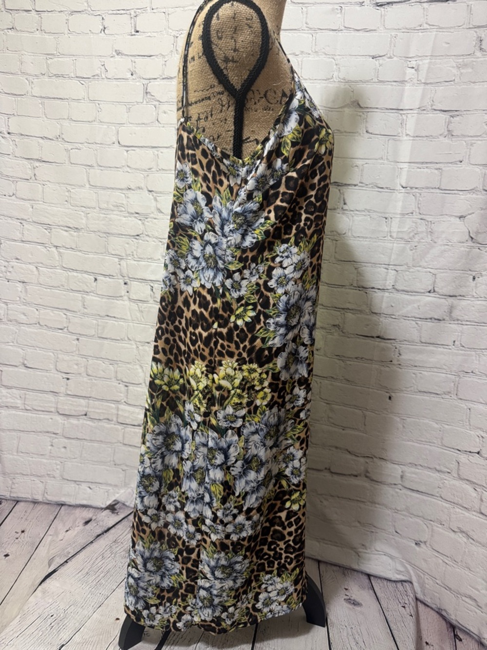 WHBM Like New Leopard Print Floral Slip Dress - Picture 6 of 9